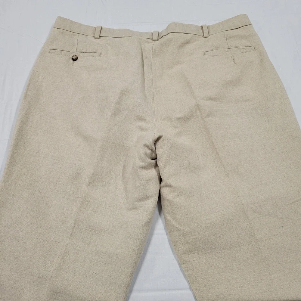 Dockers Premium Pleated Beige Linen-blend dress pants size 42X30